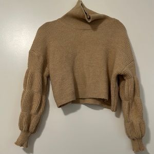 Oak + Fort cable knit sweater with detailed sleeves